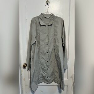 Eleven Stitch Design by Gerties Lagenlook Darted Coat Dress Grey Pockets XL